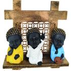 Budinhas Trio Monges Altar Painel Zen Em Resina - Amarelo