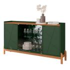 Buffet Aparador 2 Portas Com Vidro Madri Verde Oliva Cedro