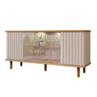 Buffet Aparador 4 portas com Vidro Temperado Janice Cimol Nature/Off White - 100% MDF