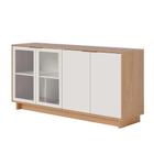 Buffet Aparador Gunga Decorativo 160cm MDF Portas de Vidro OffWhite/Freijó G73 - Gran Belo