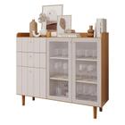 Buffet Armario 2 Portas com Vidro Canelado Lena Cimol Nature/Off White - 100% MDF