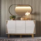 Buffet Balcão Aparador 3 Portas 122,5 cm Organizador Multiuso Sala de Estar Quarto Off White Marrom