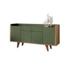 Buffet Balcão Decorativo Melodia Sala de Jantar Verde Pistache/Freijó G26 - HB Móveis