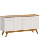 Buffet Classic Imcal 66433 Off White Nature 4 Portas Pé de Madeira