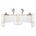 Buffet Industrial 3 Portas Branco Cobre Conjunto 2 Unidades