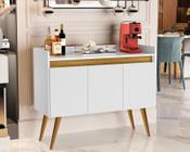 Buffet Lux 3 Portas Pés Palito Branco / Madeirado - JM Casa dos Móveis