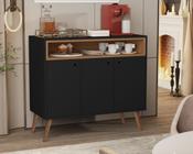 Buffet Paris 3 Portas Pés Palito Preto / Freijó - MJM Casa dos Moveis