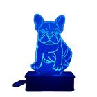 Buldogue Frances, Luminária Led, Pet, 16 Cores+controle, Decoração