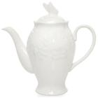 Bule Branco de Porcelana Flore e Borboletas 1 L