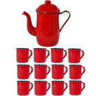Bule Café Esmaltado 1,25 Litros e 12 Xícaras 70ml Tradicional