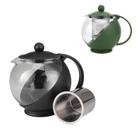 Bule Cha Cafe Com Infusor Chaleira De Vidro 1250Ml Cafeteira Inox Jarra Suco Filtro Coador Grande