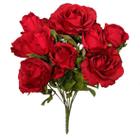 Buque artificial de rosas vermelhas com 10 flores e folhagem
