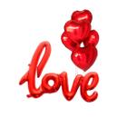 Buquê Balão Love Metalizado 32 Vermelho com 5 corações 6 peças - PartiuFesta