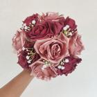 Buquê, Bouquet De Noiva Casamento Rosas E Chuva De Prata
