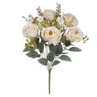 BUQUE DE FLORES ROSA CABBAGE X9 CREME OUTONO 47cm