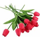 Buquê De Tulipas Real Ao Toque Com 9 Flores Vermelhas