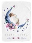 BUTTZO Baby Moon Cobertor Mensal Marco para Menina Menino/Grandes Cobertores de Bebê para Meninas e Meninos Recém-Nascidos Fotografia Premium Fleece Bebê Cobertor Mensal Cobertor Presentes de Banho (Lua, 40 X 50 polegadas)