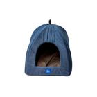 Cabana e Cama ShuDog 2 em 1, para Cães e Gatos - Azul Marinho com Marrom