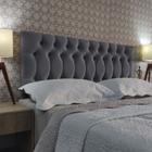 Cabeceira 140 Cama Box 1896 Capitone Cinza Suede Painel RBL