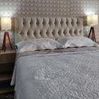 Cabeceira 90 Cama Box Vintage Capitone Bege Suede Painel RBL