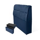 Cabeceira Baú Imperatriz Cama Box Casal 140 cm Suede Azul Marinho - DL Decor