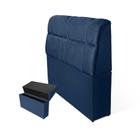 Cabeceira Baú Imperatriz Cama Box King 195 cm Suede Azul Marinho - LM DECOR