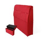 Cabeceira Baú Imperatriz Cama Box King 195 cm Suede Vermelho - LM DECOR