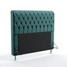 Cabeceira Bellatrix 195 Para Cama Box King N-032 Veludo Verde Petróleo Aradecor