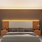 Cabeceira Box Casal/Queen Ripado com LED e 4 Gavetas 246cm x 108cm Espresso Móveis