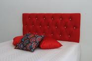 Cabeceira Cama Box Casal 1.40m Painel Cor Vermelho botoes cristais