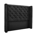 Cabeceira Cama Box Casal 140cm e Recamier Vicenza Veludo S04 Cor Preto - D'ROSSI