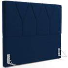 Cabeceira Cama Box Casal King 195 cm Aurora W01 Suede Azul Marinho - Lyam Decor