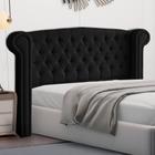 Cabeceira Cama Box Casal King Size Adelle 195cm Com Frame Suede Preto - Abmaza