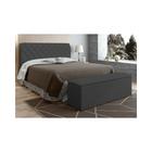 Cabeceira Cama Box Casal Queen 160cm com Calçadeira Baú Paris Veludo Cinza - JS Móveis