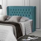 Cabeceira Cama Box Casal Queen Estofada Capitonê Clara 160cm Veludo Azul