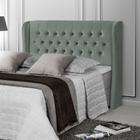 Cabeceira Cama Box Casal Queen Estofada Capitonê Clara 160cm Veludo Cinza - Luxo Estofados