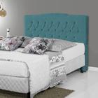 Cabeceira Cama Box Casal Queen King Estofada Capitonê Camburiu 195cm Veludo Azul - Luxo Estofados