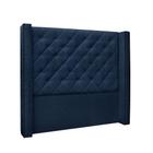 Cabeceira Cama Box King 195cm e Recamier Vicenza Suede Azul Marinho S04 - D'Rossi - DROSSI