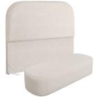 Cabeceira Cama Box Queen 160cm Lanna com Puff Recamier Doha W01 Linho Cru - Lyam Decor