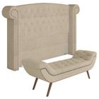 Cabeceira Cama Box Queen 160cm Provença E Recamier Veneto P02 Bouclé Bege - Mpozenato