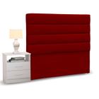 Cabeceira Cama Box Solteiro 90cm Greta Suede Vermelho e 1 Criado Branco - Mpozenato