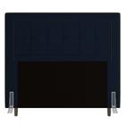 Cabeceira Cama Box Solteiro Luxor 90cm com Tachas e Frame Veludo Azul Marinho - Desk Design