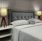 Cabeceira Cama Casal Veneza 05 Diamond 2 Com Tachas Linho Cinza 120 RBL