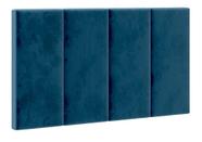 Cabeceira Cama Solteiro Placa Estofada 90 cm Suspensa Itália - Azul Suede