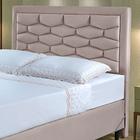 Cabeceira Casal Estofada Cama Box 1,95 Ferrara com Framer Veludo Pavia Bege