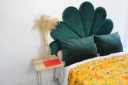 Cabeceira Casal Petalas Luxo Estofada - Veludo Verde - 140x70cm