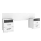 Cabeceira Casal Queen com Mesa de Apoio e 2 Gavetas Elegance Cor Branco