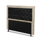 Cabeceira Casal Super King 195 cm Para Cama Box Berlim Suede Marfim/Preto Strass - DS Móveis