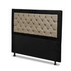 Cabeceira Casal Super King 195 cm Para Cama Box Berlim Suede Preto/Marfim Strass - DS Móveis