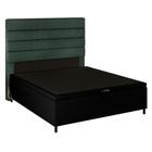 Cabeceira com Base Cama Box Baú Casal 138x188cm Hit ID5 Corano Preto/Linho Verde - Mpozenato